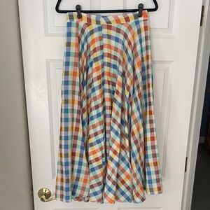 Anthropologie Multicolor Plaid A-Line Circle Skirt